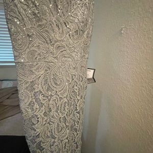 Brand-new gray lace mermaid style prom dress